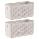 2x Cesto 4,2L Organizador OU Flow Bege 12cm x 13cm x 27cm