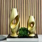 2X Enfeite Rack Sala Trio Vaso Branco Decorativo Objetos Dec