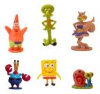 2X Enfeites Para Aquario Kit 6 Mini Bob Esponja E Sua Turma