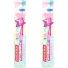 2x escova de dente baby peppa pig 0-2 anos rosa dentalclean