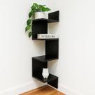 2X Estante De Canto De Parede Organizar Livros Preto Mdf