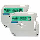 2x Fitas Mk 731 Compativel Para Rotulador BROTHER 12mm Verde