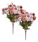 2X Kit 2 Buquê Rosa Artificial Decoração Enfeite Arranjo Flo