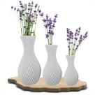 2X Kit 3 Vasos Decorativos Em Espiral Branco Sala Cozinha