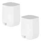 2x Lixeira Cozinha Banheiro 6L Ou Aura Com Pedal Branco