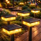 2x Luminária Solar Jardim Estaca LED Pisca Pisca Vagalume À Prova D'Água Decoração Externa