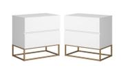 2x Mesa de Cabeceira Criado Max Mudo Com Pés Ferro Para Cama Ideal Abajur/Celular Compacta Eros 45cm