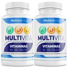 2x MultiVita Vitamina K2 D e Cálcio 4 meses Maior Concentração Saúde e bem Estar
