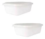 2X Pote Plástico Branco 490Ml C/Tampa Delivery C/10Un R-021
