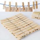 2X Prendedor De Roupa De Bambu Com 40 Unidades