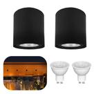 2x Spots Redondo Sobrepor em Teto e Gesso 6x7 + 2 Lampadas Led Dicroica Branco Neutro 4000k Bivolt 2290 Preto