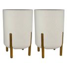 2X Vaso Cilíndrico Decore 34 (28L) Cor Off-White JAPI