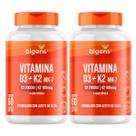 2x Vitamina D3 2000ui + K2 Mk7 Óleo de Oliva Bigens 60 Capsulas