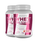 2x whey for femme + colageno hidrolisado 900g morango hf suplementos
