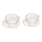 2x Xicaras Cafe Cristal Detalhes em forma de Coração C/pires Ambar 80ml Mesa Posta Luxo F7071