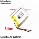 3.7v Bateria 3 Fios 1200 Mah 8mm X 34mm X 43mm 803443 Ml