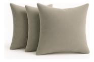 3 Almofadas Cheia Veludo Suede Sofa Decorativa 45x45 Areia