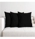 3 Almofadas Cheia Veludo Suede Sofa Decorativa 45x45 Preta