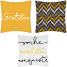 3 Almofadas de Cheias Sarja Decorativa Sonhe Acredite 45x45