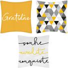 3 Almofadas de Cheias Sarja Decorativa Sonhe Acredite 45x45