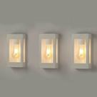 3 Arandela Externa Vintage Branca Retangular E27 Jardim Zan89 + lâmpada 4w