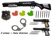 3 Armas de Brinquedo LANÇA DARDOS Plástica Pistola Militar Exército