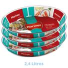 3 Assadeiras Oval Vidro 2,4 L Assados Costela Doces Marinex