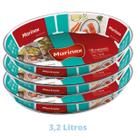 3 Assadeiras Oval Vidro 3,2 L Assados Costela Doces Marinex
