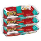 3 Assadeiras Travessas Vidro 2,9L Retangular Nadir Marinex