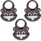 3 Babador Silicone Bebê Impermeável Migalha Infantil Avental