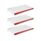 3 Bandejas Prateleiras 40x73 Ponta Para Gôndolas New Plus Com Porta Etiquetas Vermelho - SA Gôndolas