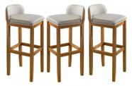 3 Banquetas Alta Com Encosto Moderna Para Balcao de Cozinha Linha Alta Onix Super Confortavel