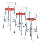 3 Banquetas Alta Epoxi Cinza Cristal
