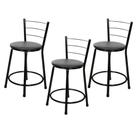 3 Banquetas Baixa para Cozinha Epoxi Preta 3 Banquetas Baixa para Cozinha Epoxi Preta