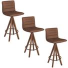 3 Banquetas Liz Giratória Gourmet-Marrom Camurça 3 Banquetas Liz Giratória Gourmet-Marrom Camurça