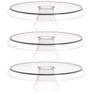 3 Bases Porta Bolos Tortas Doces 30cm com Pé Transparente Glassy Crippa