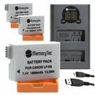 3 Baterias LPE8 MemoryTec e Carregador Duplo USB compatível com Canon SL1, T2i, T3i, T4i, T5i, X4, X, X6, X7i
