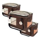 3 Bolsa Transporte Pet Aerial Marrom p/ Gol Dimensões aprovação cabine Almofada removível Cabe no avião