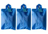 3 Bolsas Porta Sapato Viagem Nécessaire Tenis Calçado Roupa Mochila Azul
