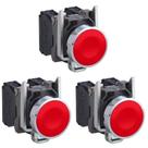 3 Botão Comando Metálico 1 Na 1 Nf 22mm Xb4ba45 Schneider Vermelho