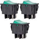 3 botão gangorra interruptor bipolar 10a iluminação verde 29223 margirius