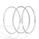 3 Bracelete Feminino Pulseira Rigida Sem Fecho Grande Prata