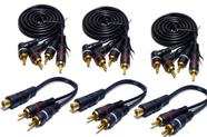 3 Cabo RCA 1M Ponteira em 90 Graus e 3 Y 2M1F Semi Blindado