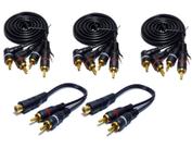 3 Cabos RCA 1,5 Metro mais 2 Y 2M1F Processador Crossover