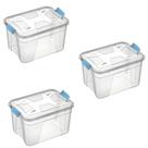 3 Caixa Box Organizadora Multiuso Plástica Transparente 30 Litros