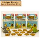 3 Caixas de Biscoito Petisco Super Premium 80g - Calopsita Agapornes Periquitos