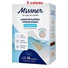 3 Caixas de Curativo Flexível Transparente A Prova D Água Com 15 Unidades cada Missner
