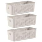 3 Caixas Organizadoras 27x12x9cm Bege Flow 3L Retangular Cestos Multiuso Lavanderia Banheiro 3 Caixas Organizadoras 27x12x9cm Bege Flow 3L Retangular Cestos Multiuso Lavanderia Banheiro