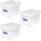 3 Caixas Organizadoras Ordene com Tampa Click 30L 42,5x30,5c