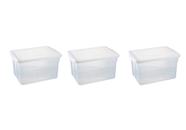 3 Caixas Organizadoras Transparente Com Tampa 35 Litros